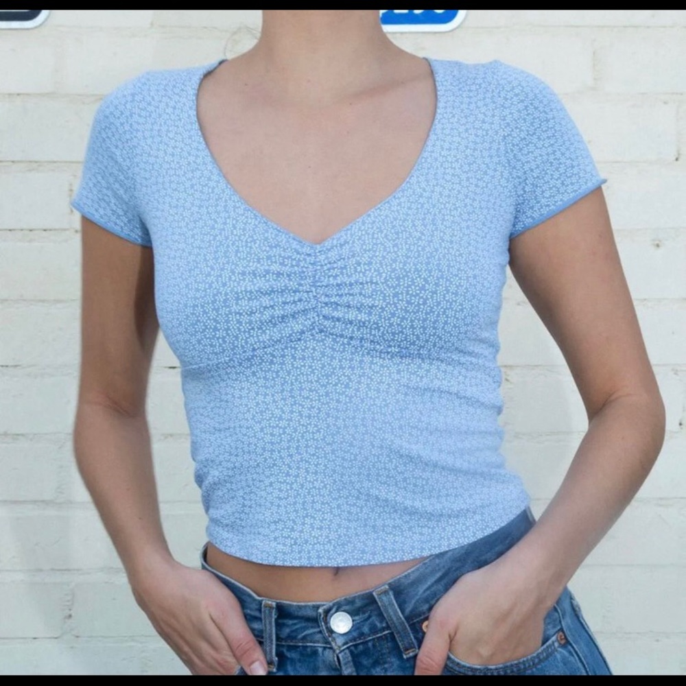brandy melville blue floral gina top
